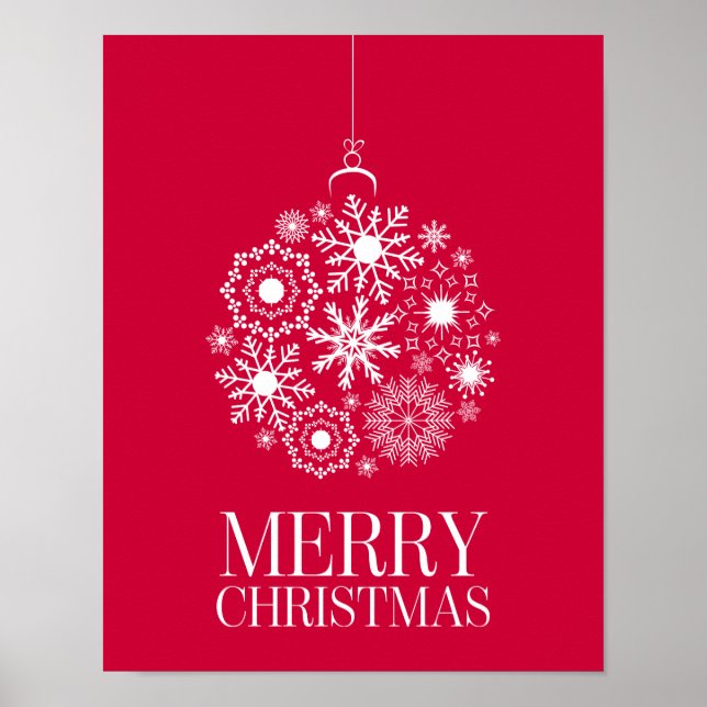 Ornamento em Floco de Neve Poster de Natal Feliz (Frente)