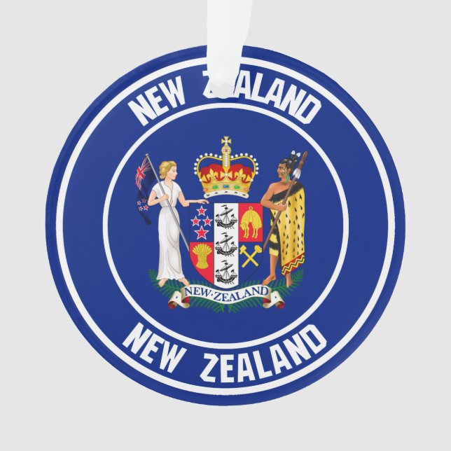 Ornamento Emblem redonda Nova Zelândia (Frente)