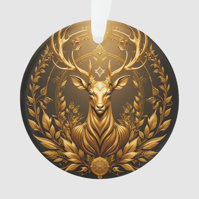 Ornamento Emblema de Veado Dourado (Frente)