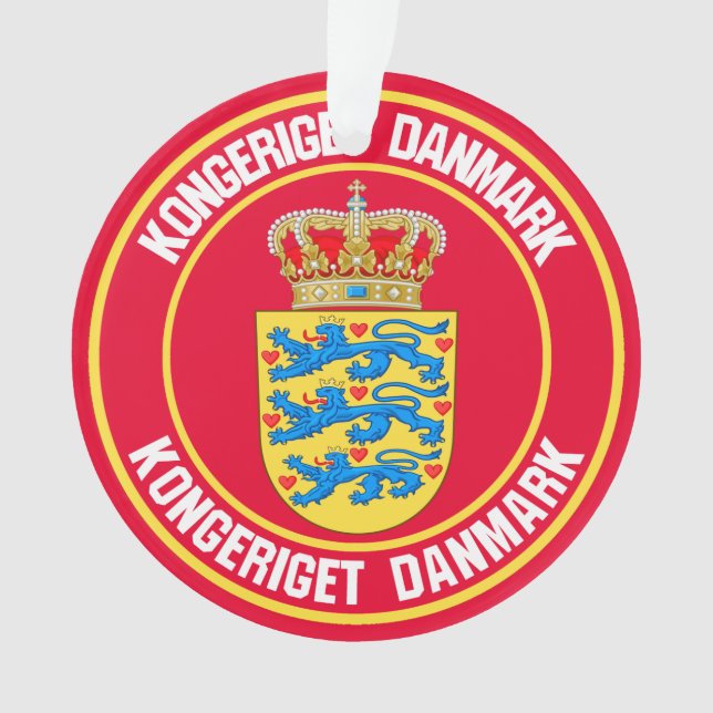 Ornamento Emblema Redondo da Dinamarca (Frente)