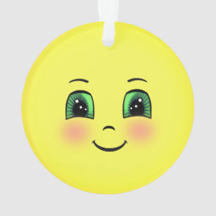 Ornamento Emoji de Rosto Feliz Sol Fofo