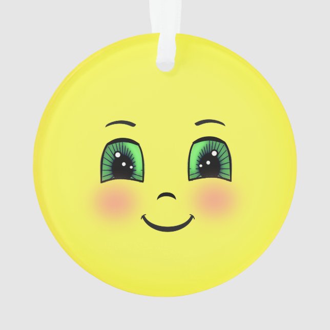 Ornamento Emoji de Rosto Feliz Sol Fofo (Verso)