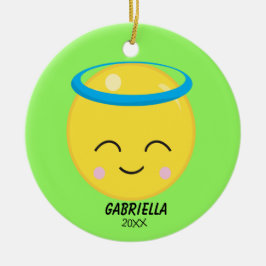 Ornamento Emoji do Anjo Brilhante Personalizado