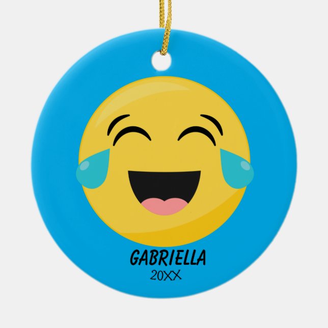 Ornamento Emoji Personalizado Rindo Alto (Frente)