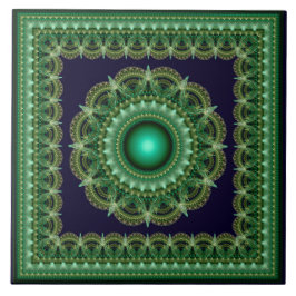 Ornamento emoldurado fractal caleidoscópico verde