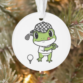 Ornamento Encantador Charme Sapo Fofo Jogando Golfe Presente