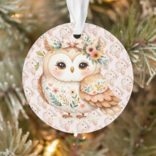 Ornamento Encanto de Coruja Boho Cottagecore Floral Farmcore