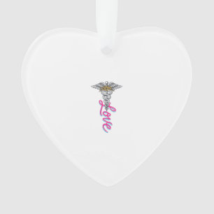 Ornamento Enfermeira Amor Caduceu Floral Médico Design Verti