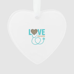 Ornamento Enfermeira Amor Estetoscópio Leopardo Design Vetor