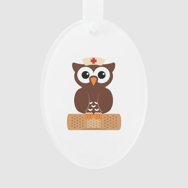 Ornamento Enfermeira Coruja (com bandaid) (Frente)