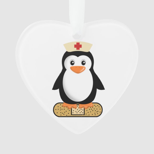 Ornamento Enfermeira Penguin (com Bandaid) (Frente)