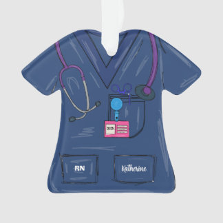 Ornamento Enfermeira Personalizada de Marinho Bonita Scrub N