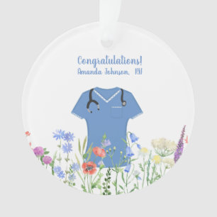 Ornamento Enfermeira Personalizada RN LPN NP Jaleco Azul