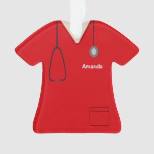 Ornamento Enfermeira Uniforme Enfermeira Vermelha Camisa Nat