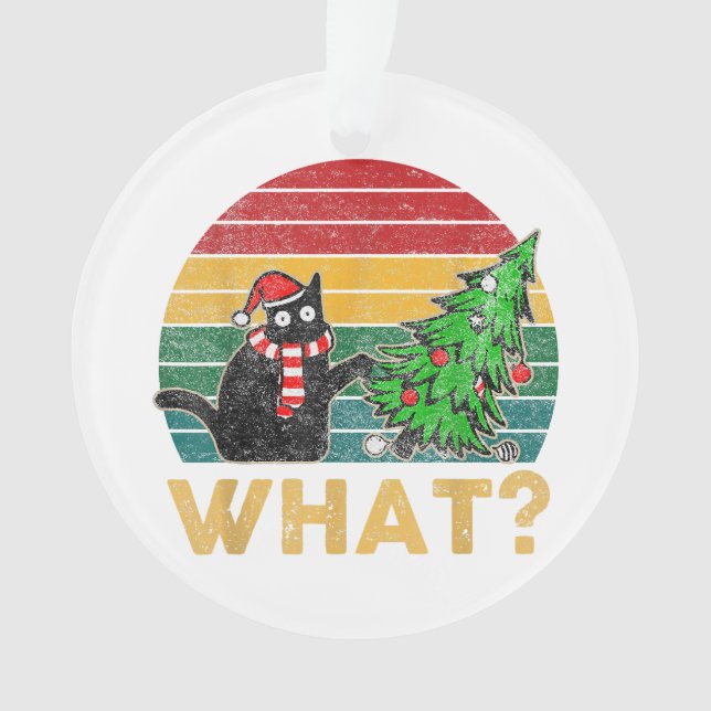 Ornamento Engraçada Camisa De Natal Doida Cat San (Frente)