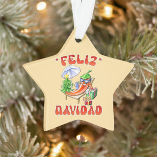 Ornamento Engraçado Feliz Navidad, Feliz Natal Feliz Chili