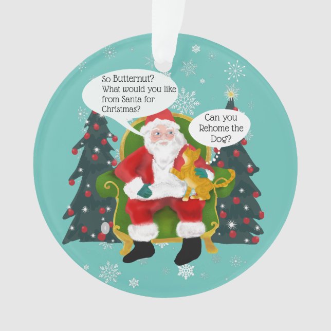 Ornamento Engraçado Gato Amarelo Visita Papais noeis Natal P (Frente)