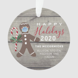 Ornamento Engraçado Natal 2020 Face Mask Gingerbird Man