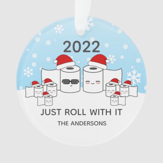 Ornamento Engraçado... Passe com a família de papel higiênic (Frente)