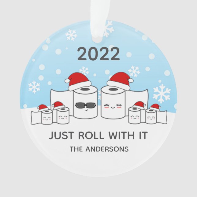 Ornamento Engraçado... Passe com a família de papel higiênic (Frente)