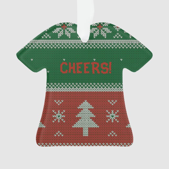 Ornamento Engraçado Red & Green Ugly Sweater Saúde (Frente)