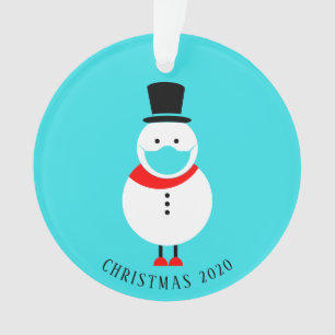 Ornamento Engraçado Snowman no Rosto Máscara Natal Personali
