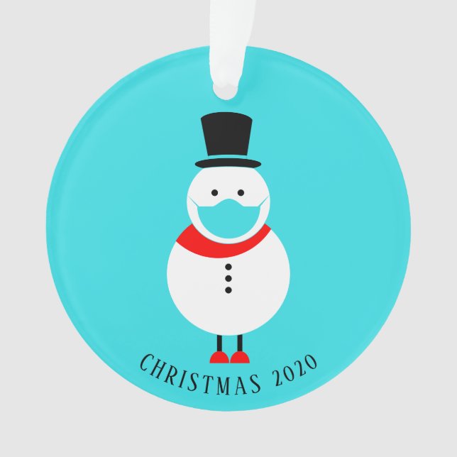 Ornamento Engraçado Snowman no Rosto Máscara Natal Personali (Frente)