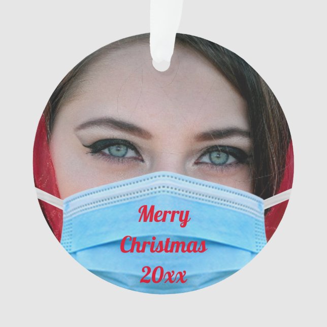 Ornamento Engraçado sua foto cara máscara Natal