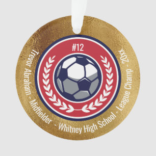 Ornamento Equipe de futebol Dourada Red White Moderno Azul