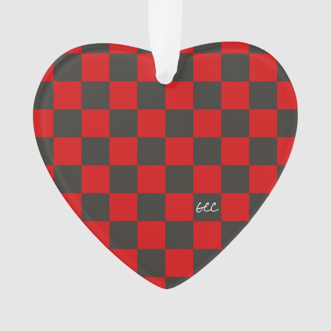 Ornamento Equipe Spirit Checkerboard INTIALS School Heart Di (Frente)