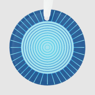 Ornamento Erupção Solar Geométrica Moderna - Azul Cobalto e