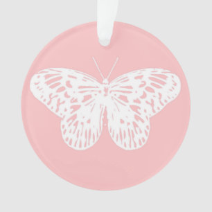 Ornamento Esboço da borboleta, rosa-casca e branco