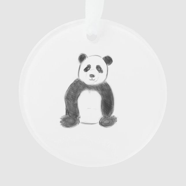 Ornamento Esboço preto e branco do panda (Frente)