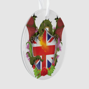Ornamento Escudo da União Britânica Jack e Dragão