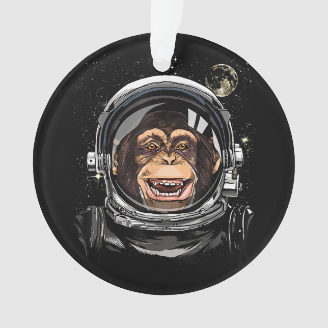 Ornamento Espaço Exterior Macaco Astronauta Zoológico Selvag (Frente)