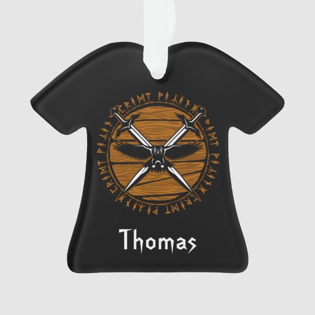 Ornamento Espadas Cruzadas Personalizadas e Raven (Frente)