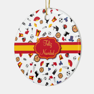 Ornamento espanhol de Feliz Navidad da bandeira
