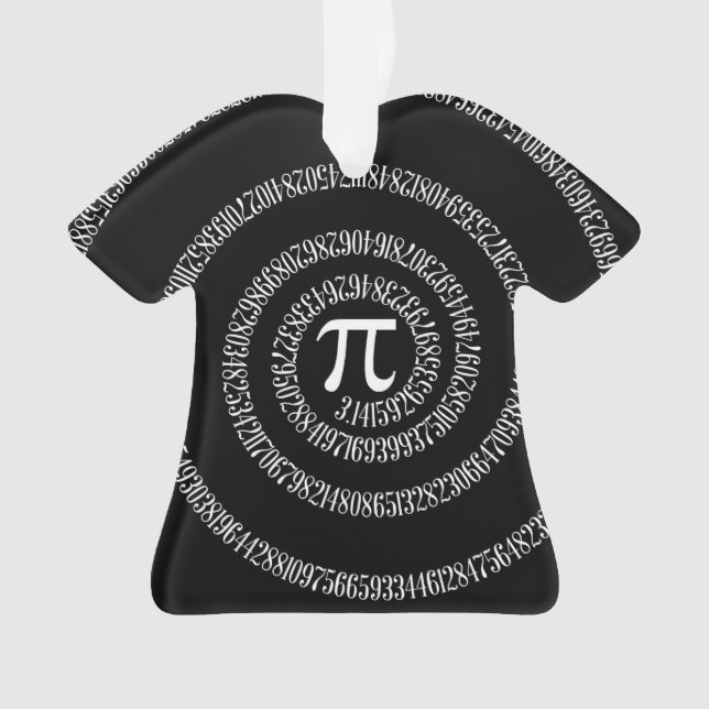 Ornamento Espiral para Dígitos Pi em Preto (Frente)
