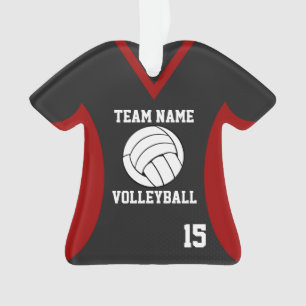 Ornamento Esportes de vôlei Jersey Black e Red com foto