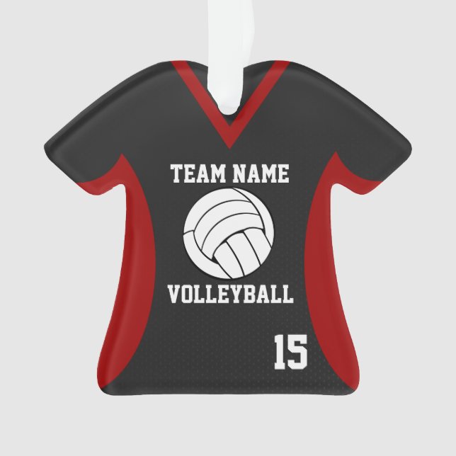 Ornamento Esportes de vôlei Jersey Black e Red com foto (Frente)