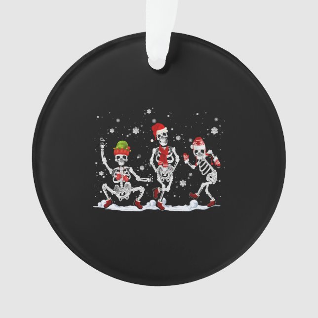 Ornamento Esqueleto de Natal Dançando Assustador (Frente)