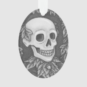 Ornamento ESQUELETON PORTRAIT GOTHIC SKULL ORNAMENT Oval