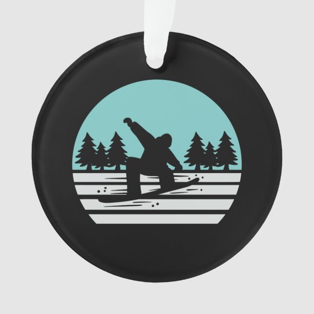 Ornamento Esqui de Neve Retro Vintage (Frente)
