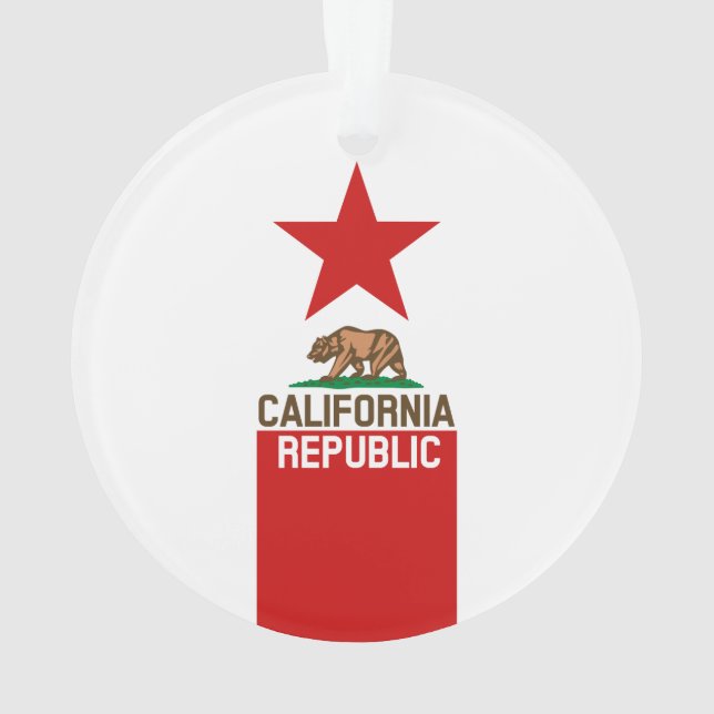 Ornamento Estado da República da CALIFÓRNIA - Estrela Vermel (Verso)