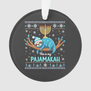 Ornamento Este é meu pijama judeu Hanukkah suéter feio
