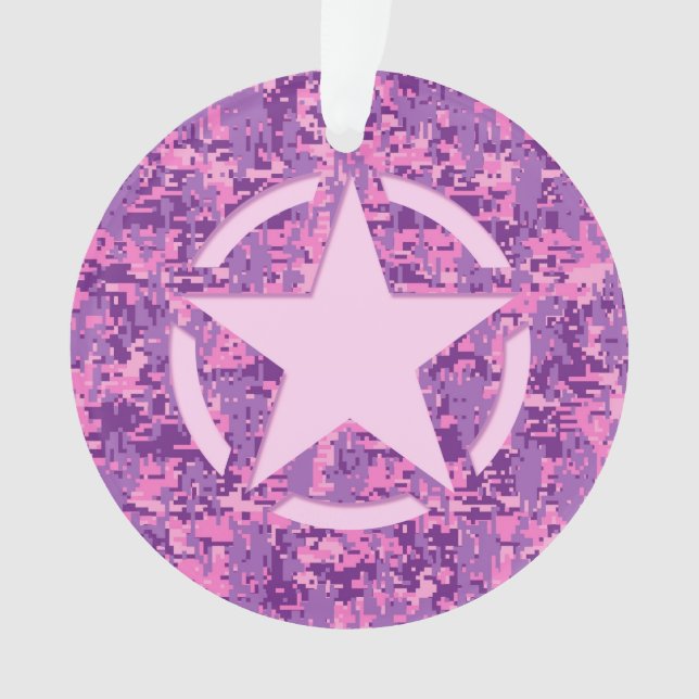 Ornamento Estilo de Camo Digital - Estrela Rosa Deco (Frente)