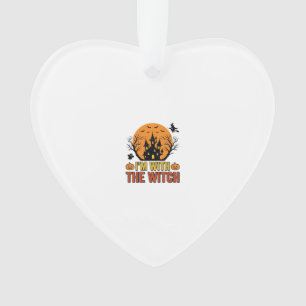 Ornamento Estou Com A Bruxa Design de Castelo de Halloween V
