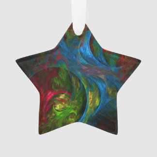 Ornamento Estrela acrílica de Abstrato de gênese azul