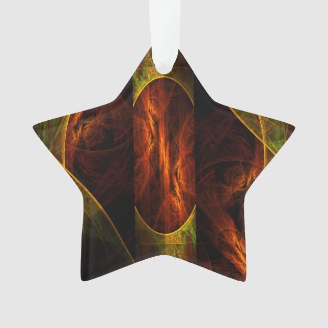 Ornamento Estrela Acrílica de Abstrato de Selva Mística (Frente)
