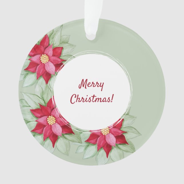 Ornamento Estrela de Natal - Poinsettia Vermelha (Frente)